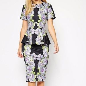 ASOS floral peplum dress